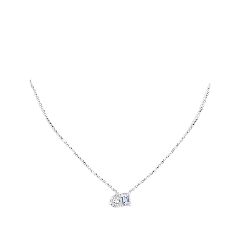 7.5x5.5mm FGVS Lab-Grown Emerald-Cut & Pear Diamond Two-Stone Pendant with Filigree in P950 Platinum pen