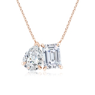 7x5mm FGVS Lab-Grown Emerald-Cut & Pear Diamond Two-Stone Pendant with Filigree in 18K Rose Gold