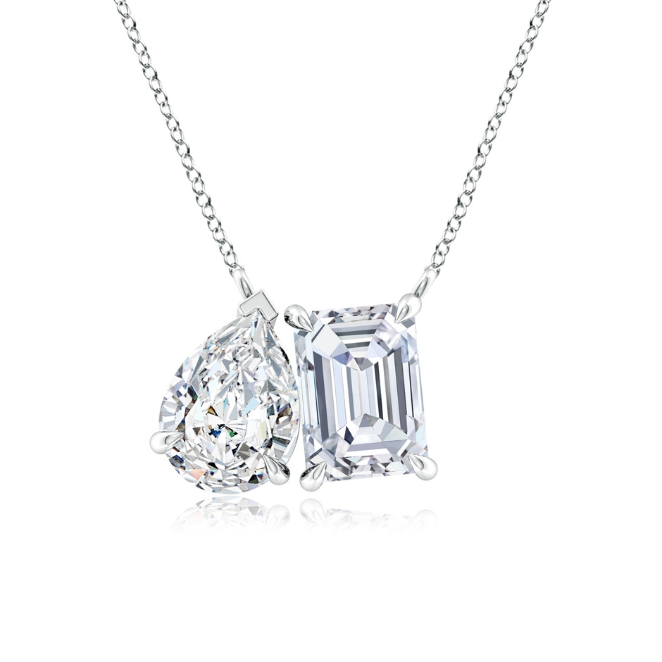 7x5mm FGVS Lab-Grown Emerald-Cut & Pear Diamond Two-Stone Pendant with Filigree in 18K White Gold 