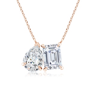 7x5mm FGVS Lab-Grown Emerald-Cut & Pear Diamond Two-Stone Pendant with Filigree in 9K Rose Gold