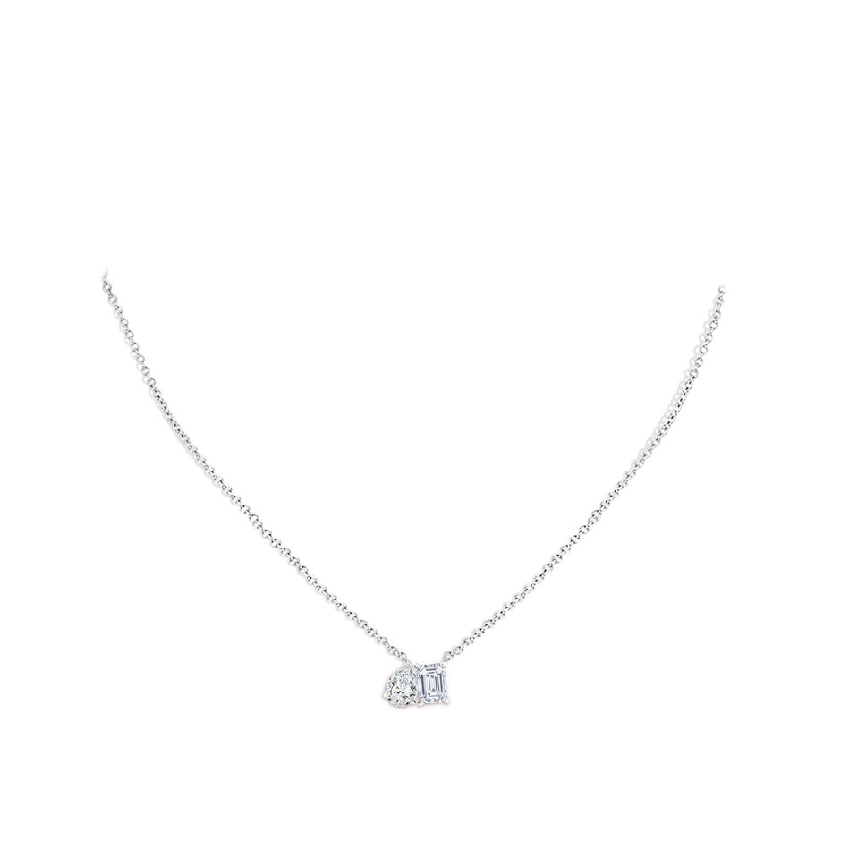 7x5mm FGVS Lab-Grown Emerald-Cut & Pear Diamond Two-Stone Pendant with Filigree in S999 Silver pen