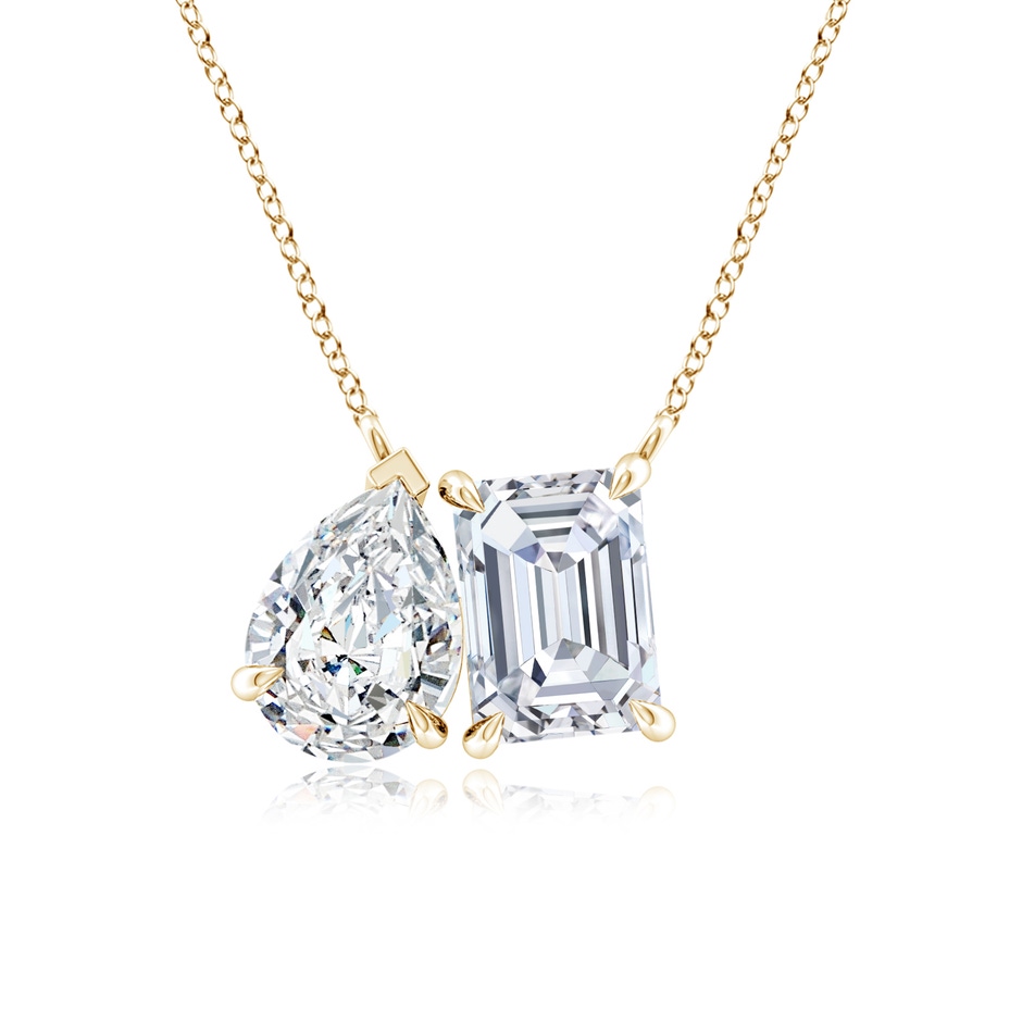 7x5mm FGVS Lab-Grown Emerald-Cut & Pear Diamond Two-Stone Pendant with Filigree in Yellow Gold 