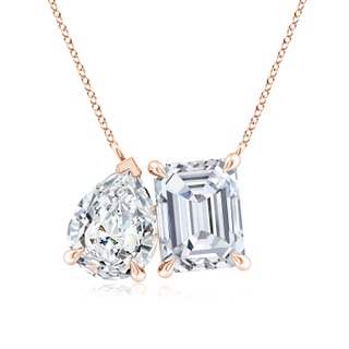 8.5x6.5mm FGVS Lab-Grown Emerald-Cut & Pear Diamond Two-Stone Pendant with Filigree in 18K Rose Gold