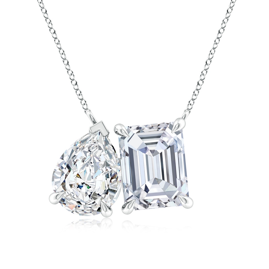 8.5x6.5mm FGVS Lab-Grown Emerald-Cut & Pear Diamond Two-Stone Pendant with Filigree in P950 Platinum 