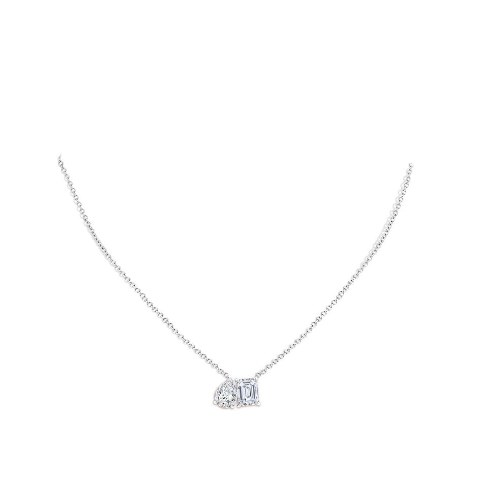 8.5x6.5mm FGVS Lab-Grown Emerald-Cut & Pear Diamond Two-Stone Pendant with Filigree in P950 Platinum pen