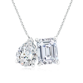 8.5x6.5mm FGVS Lab-Grown Emerald-Cut & Pear Diamond Two-Stone Pendant with Filigree in S999 Silver