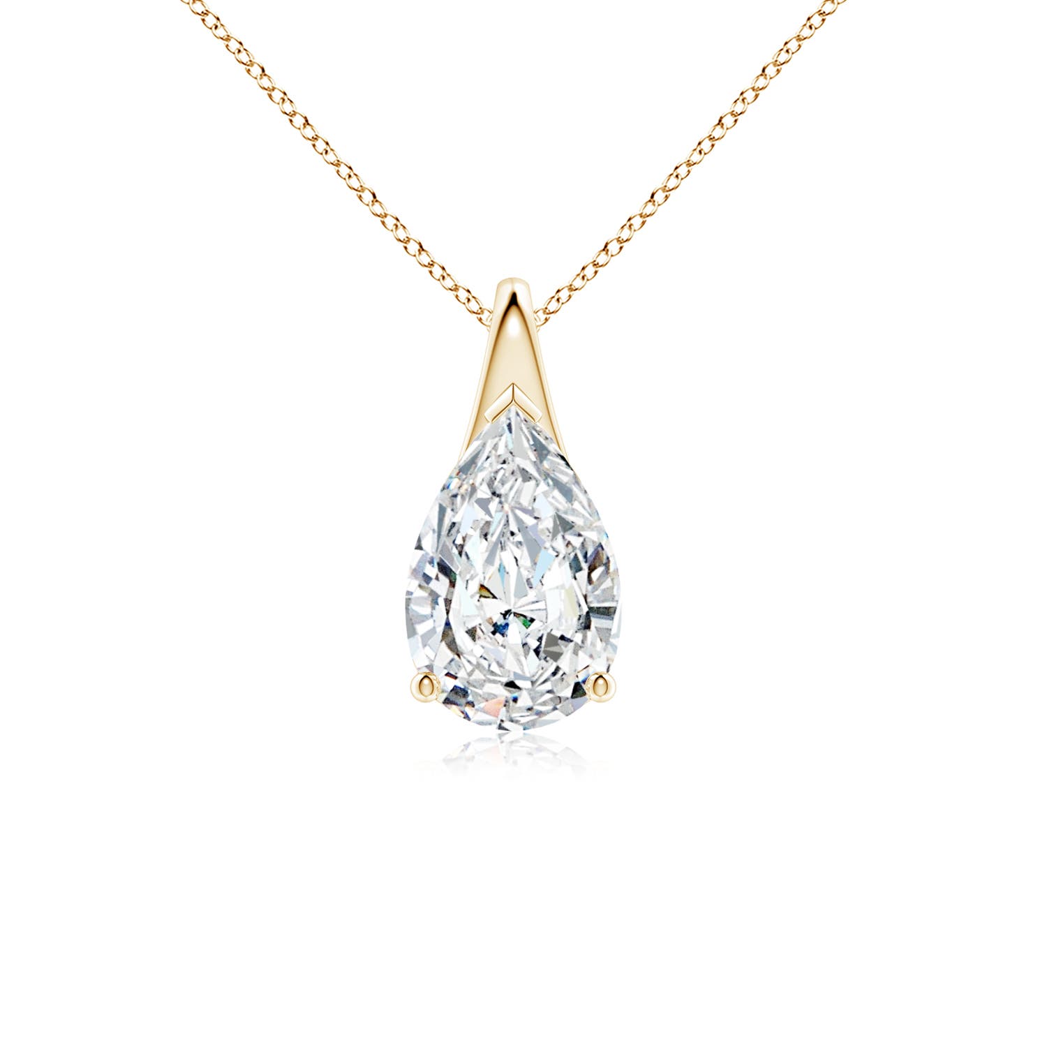 10x6.5mm FGVS Lab-Grown Pear-Shaped Diamond Solitaire Pendant in 18K Yellow Gold