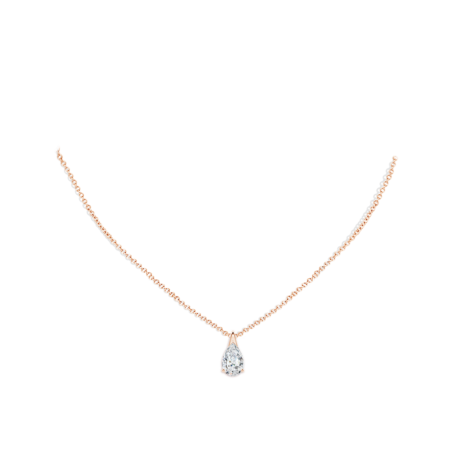 11x7mm FGVS Lab-Grown Pear-Shaped Diamond Solitaire Pendant in Rose Gold pen