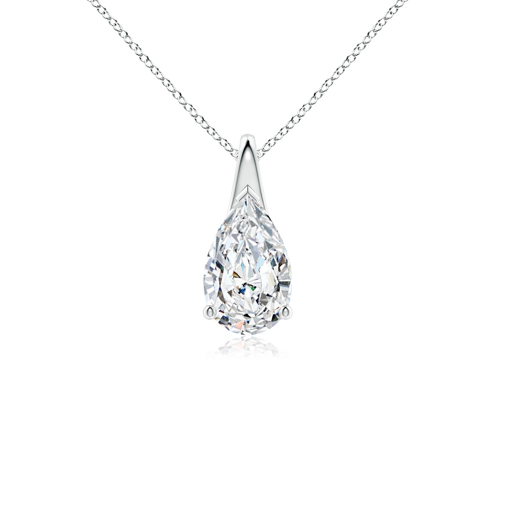 9x5.5mm FGVS Lab-Grown Pear-Shaped Diamond Solitaire Pendant in White Gold