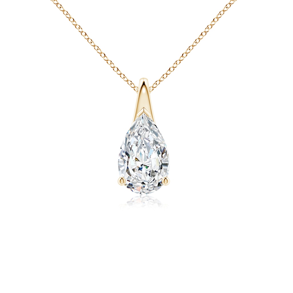 9x5.5mm FGVS Lab-Grown Pear-Shaped Diamond Solitaire Pendant in Yellow Gold