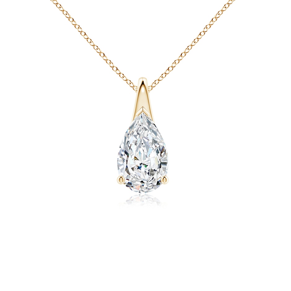 9x5.5mm FGVS Lab-Grown Pear-Shaped Diamond Solitaire Pendant in Yellow Gold 