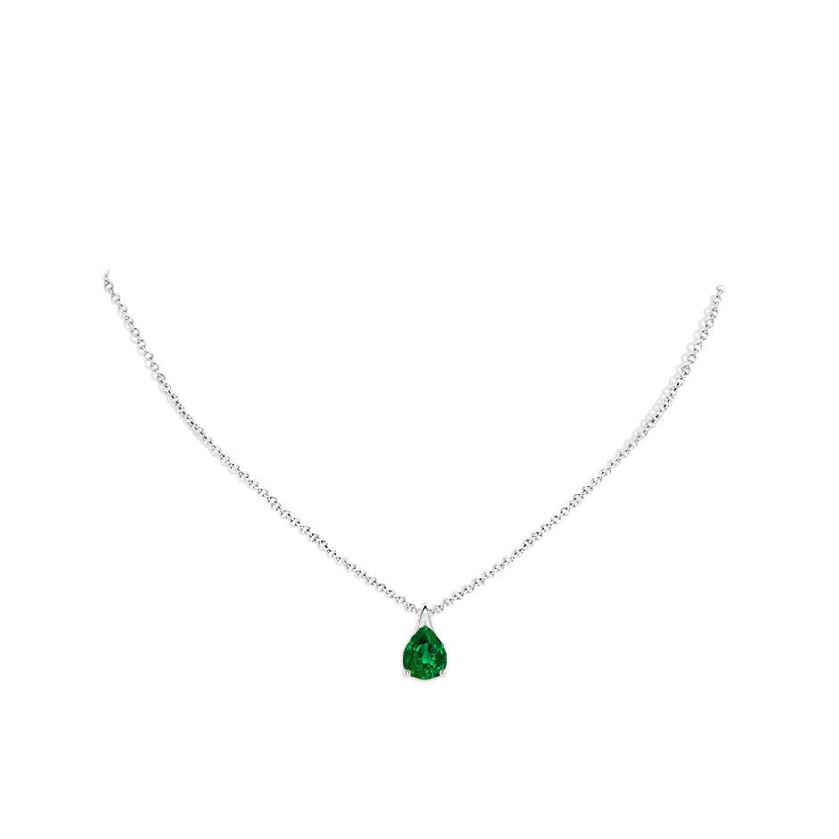 10x8mm Labgrown Lab-Grown Pear-Shaped Emerald Solitaire Pendant in White Gold pen