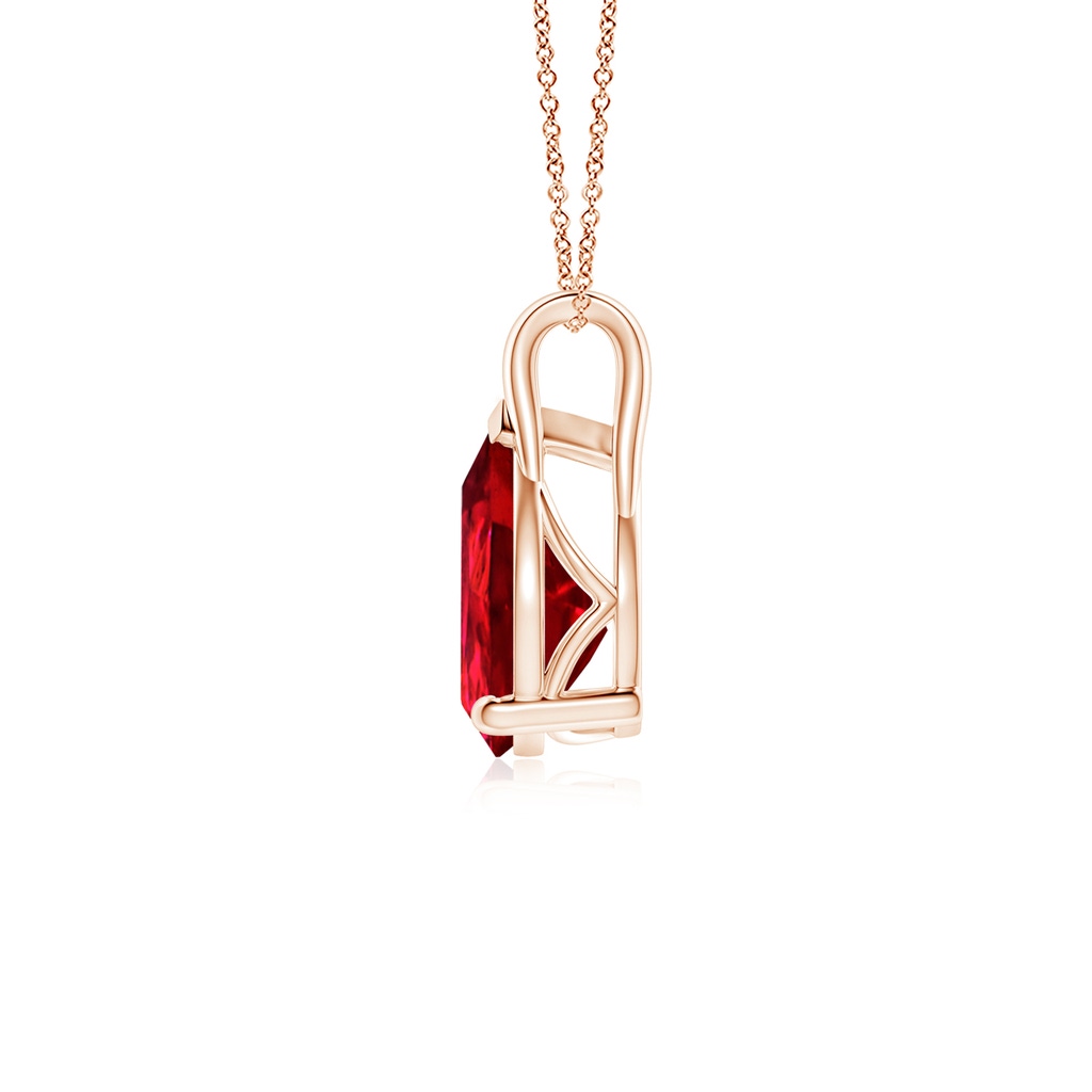 10x8mm Labgrown Lab-Grown Pear-Shaped Ruby Solitaire Pendant in Rose Gold - side 199