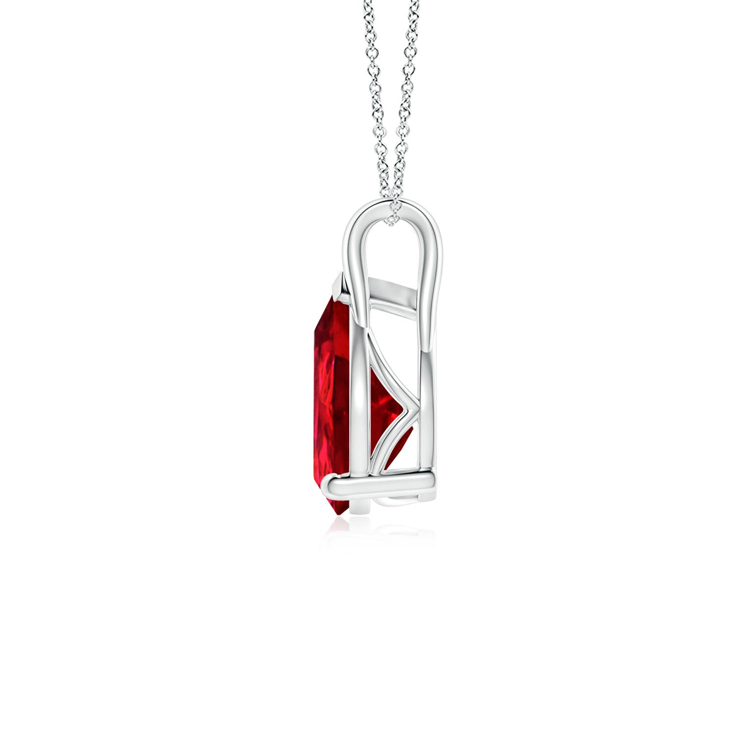 10x8mm Labgrown Lab-Grown Pear-Shaped Ruby Solitaire Pendant in White Gold