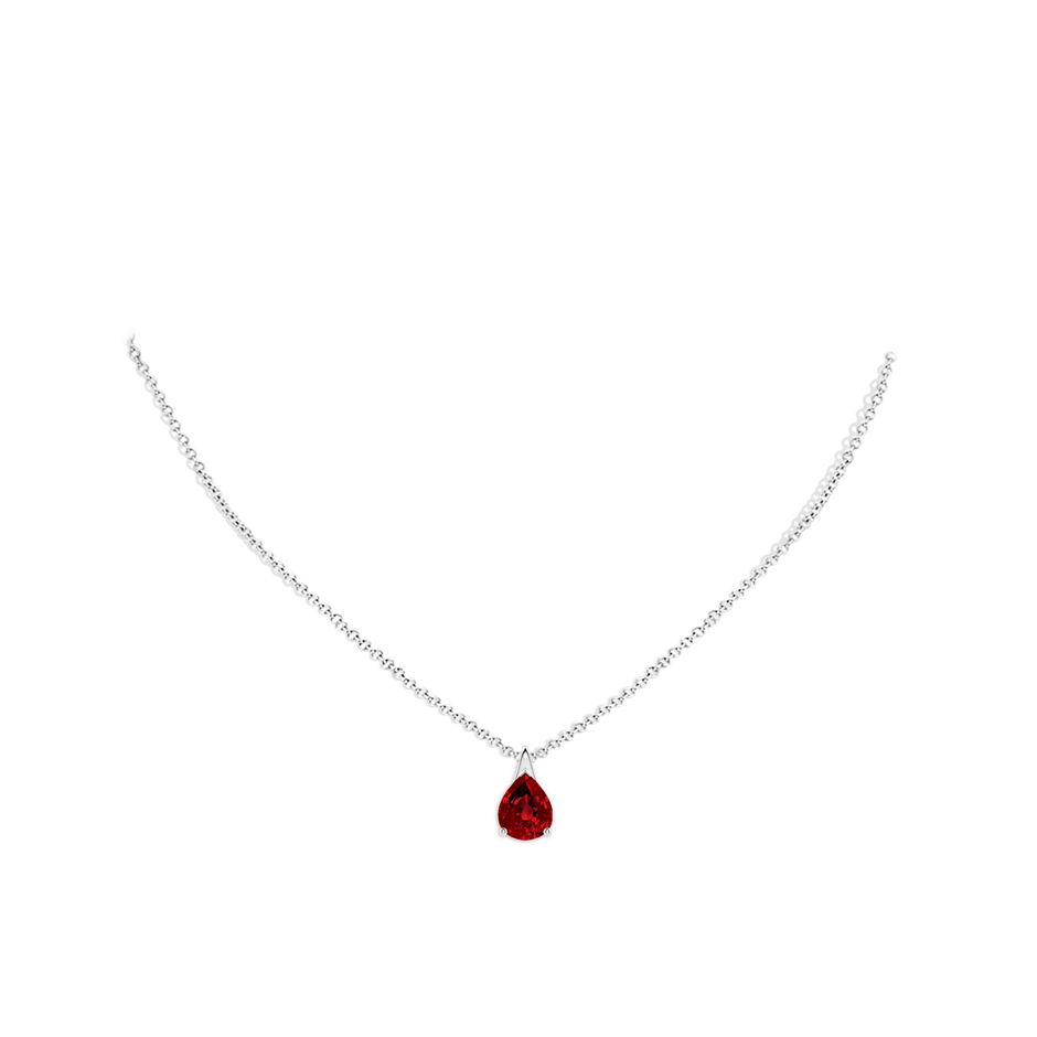 10x8mm Labgrown Lab-Grown Pear-Shaped Ruby Solitaire Pendant in White Gold pen