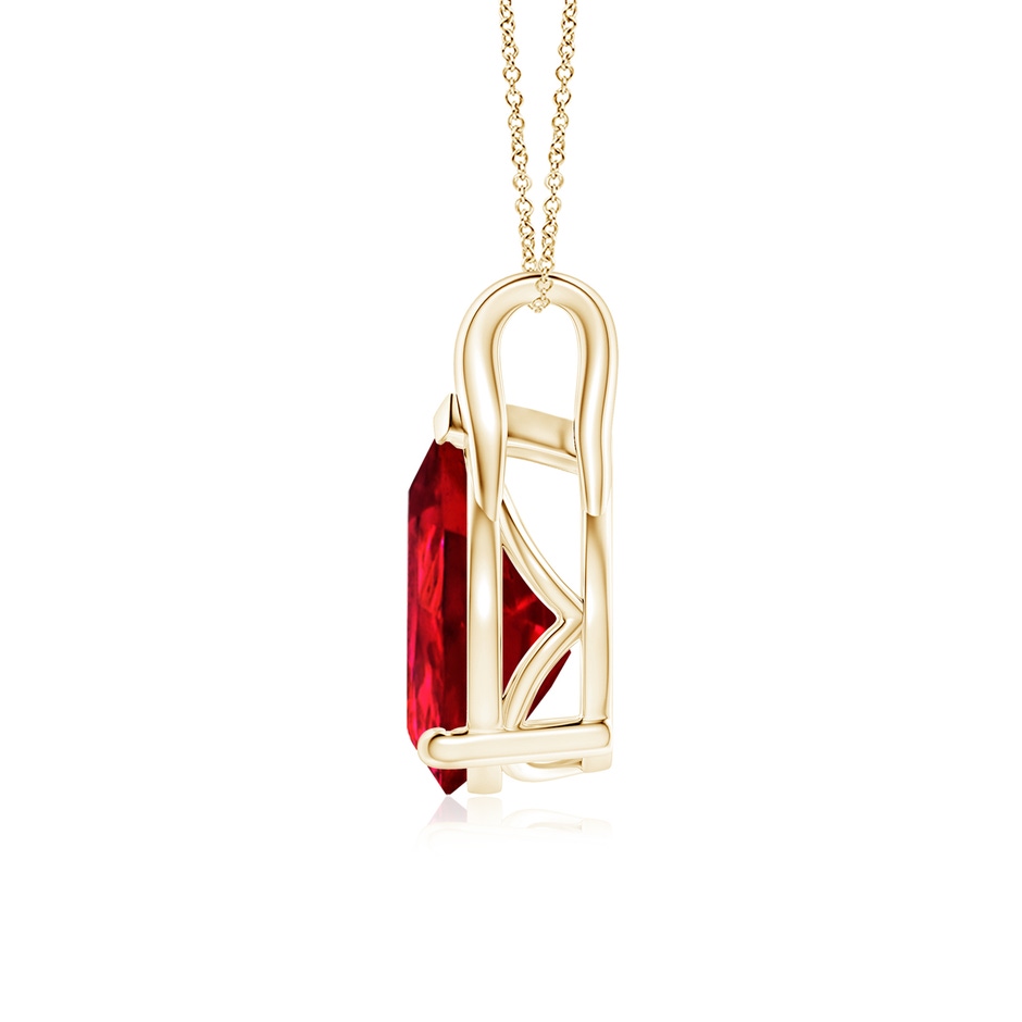12x10mm Labgrown Lab-Grown Pear-Shaped Ruby Solitaire Pendant in 18K Yellow Gold side 199