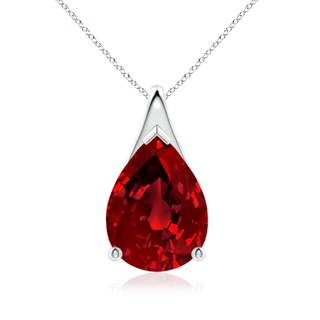 14x10mm Labgrown Lab-Grown Pear-Shaped Ruby Solitaire Pendant in P950 Platinum