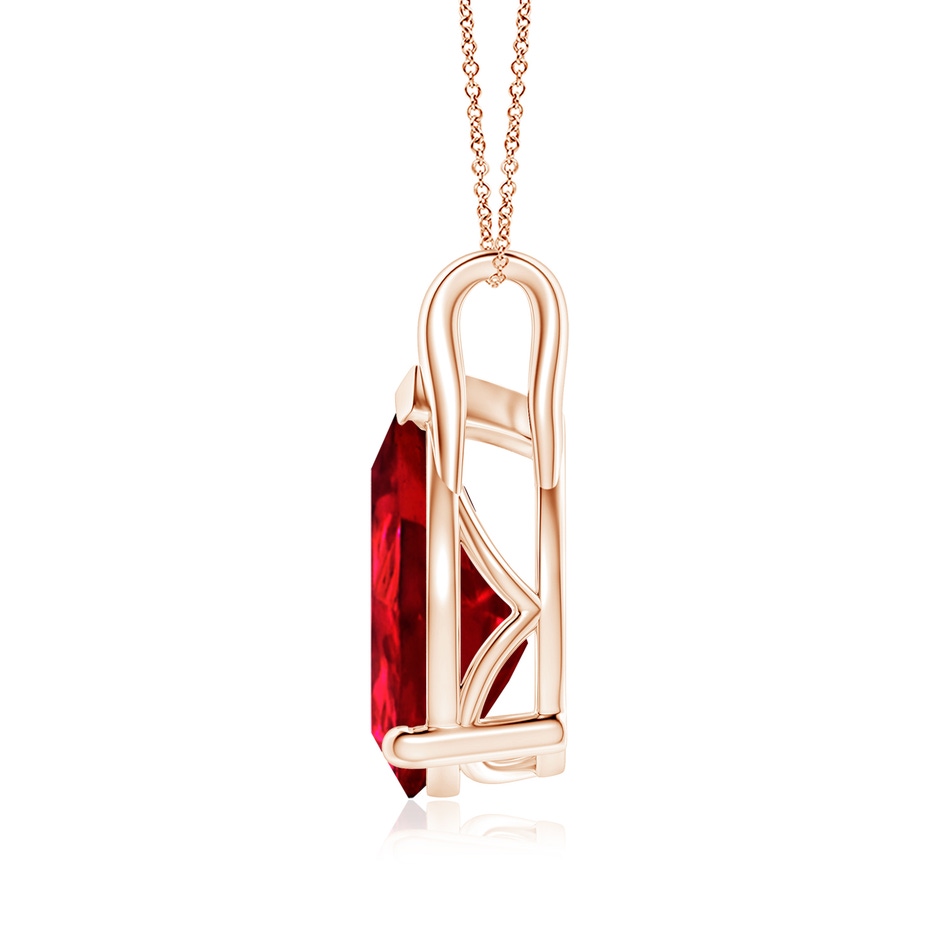 14x10mm Labgrown Lab-Grown Pear-Shaped Ruby Solitaire Pendant in Rose Gold side 199