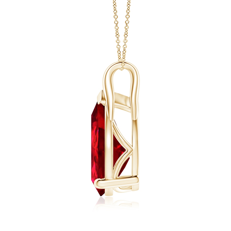 14x10mm Labgrown Lab-Grown Pear-Shaped Ruby Solitaire Pendant in Yellow Gold side 199