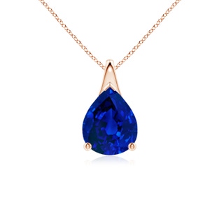 10x8mm Labgrown Lab-Grown Pear-Shaped Blue Sapphire Solitaire Pendant in 10K Rose Gold