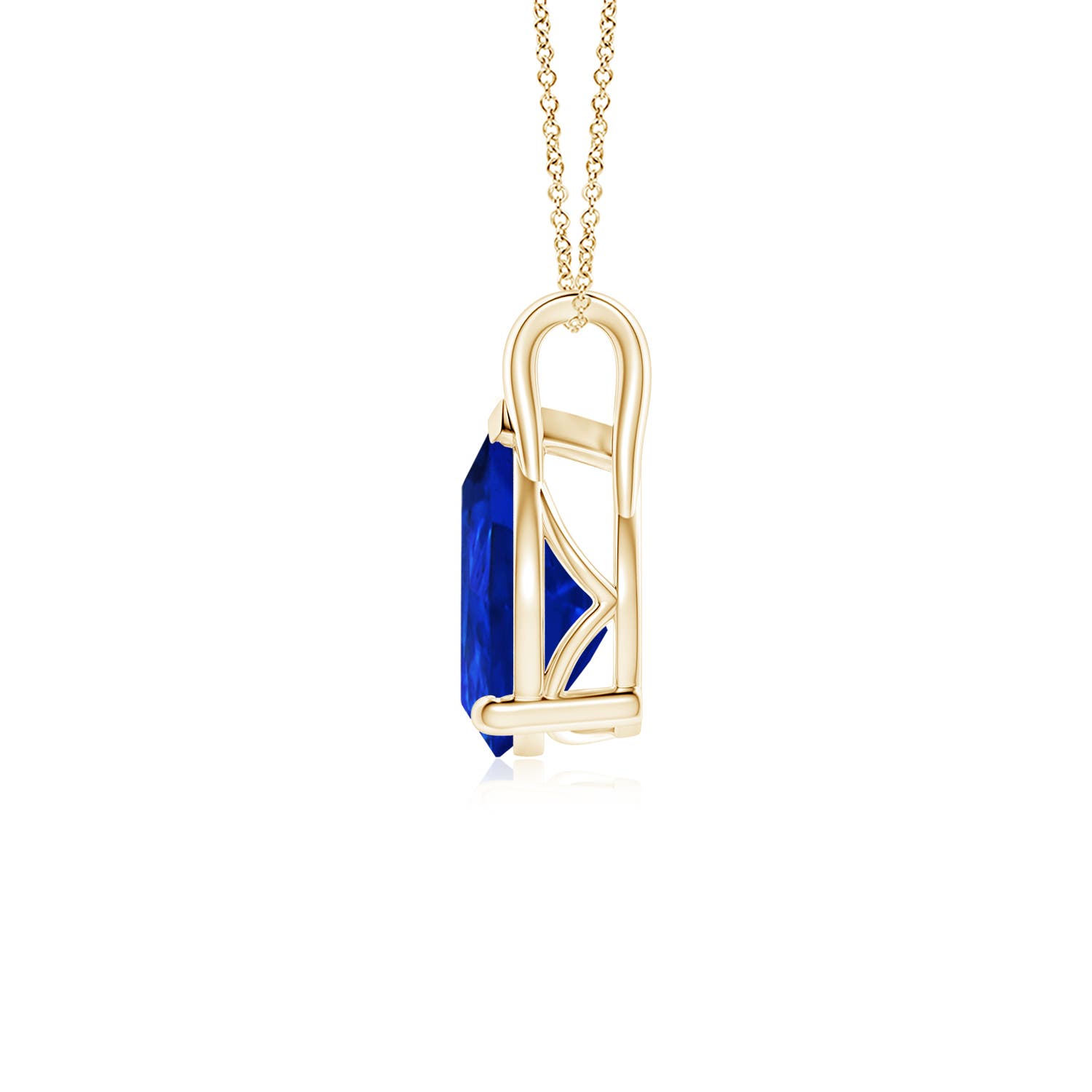 10x8mm Labgrown Lab-Grown Pear-Shaped Blue Sapphire Solitaire Pendant in 18K Yellow Gold