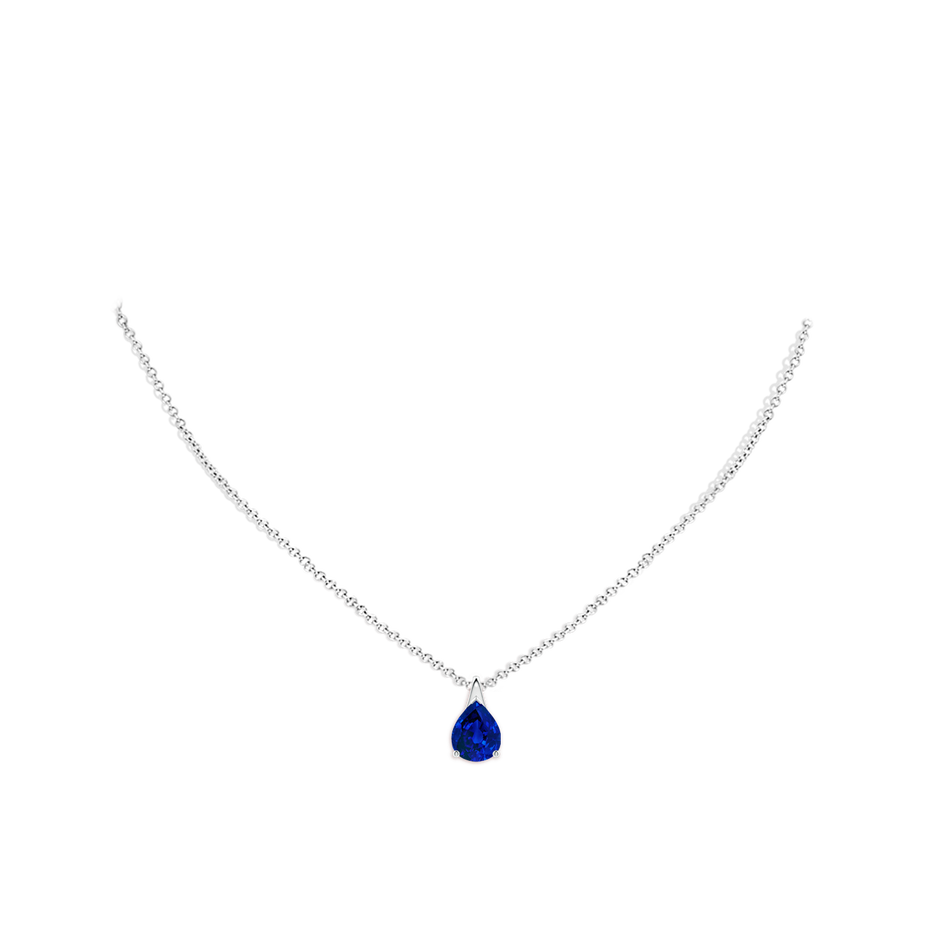 10x8mm Labgrown Lab-Grown Pear-Shaped Blue Sapphire Solitaire Pendant in 9K White Gold pen