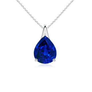 10x8mm Labgrown Lab-Grown Pear-Shaped Blue Sapphire Solitaire Pendant in P950 Platinum