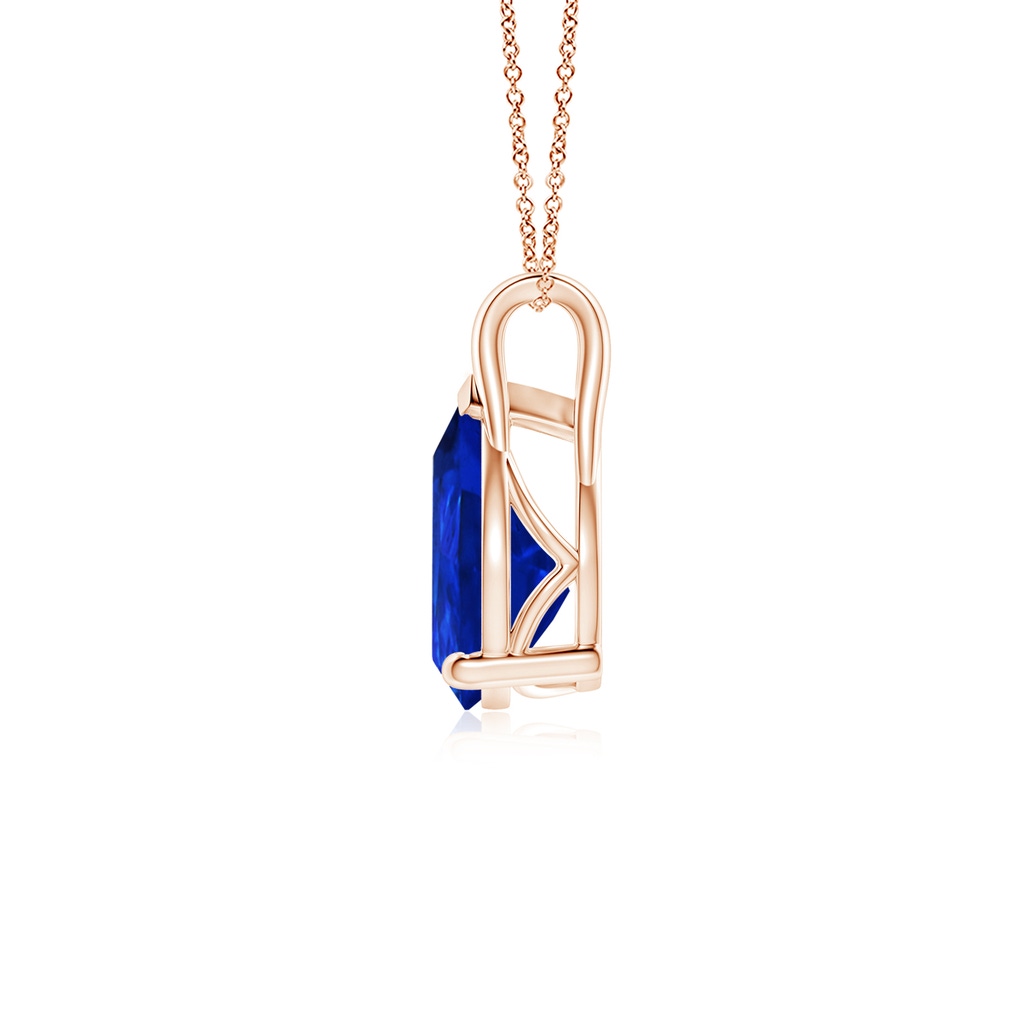 10x8mm Labgrown Lab-Grown Pear-Shaped Blue Sapphire Solitaire Pendant in Rose Gold - side 199
