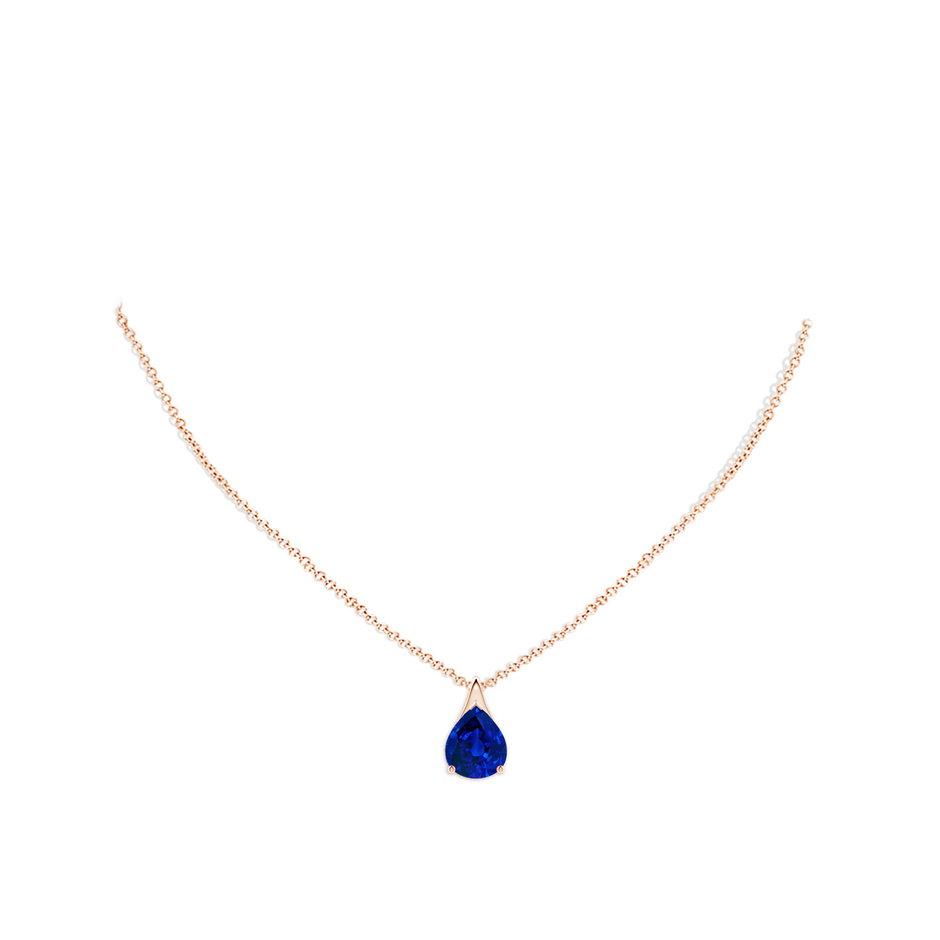 12x10mm Labgrown Lab-Grown Pear-Shaped Blue Sapphire Solitaire Pendant in 18K Rose Gold pen