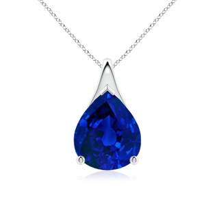 12x10mm Labgrown Lab-Grown Pear-Shaped Blue Sapphire Solitaire Pendant in P950 Platinum