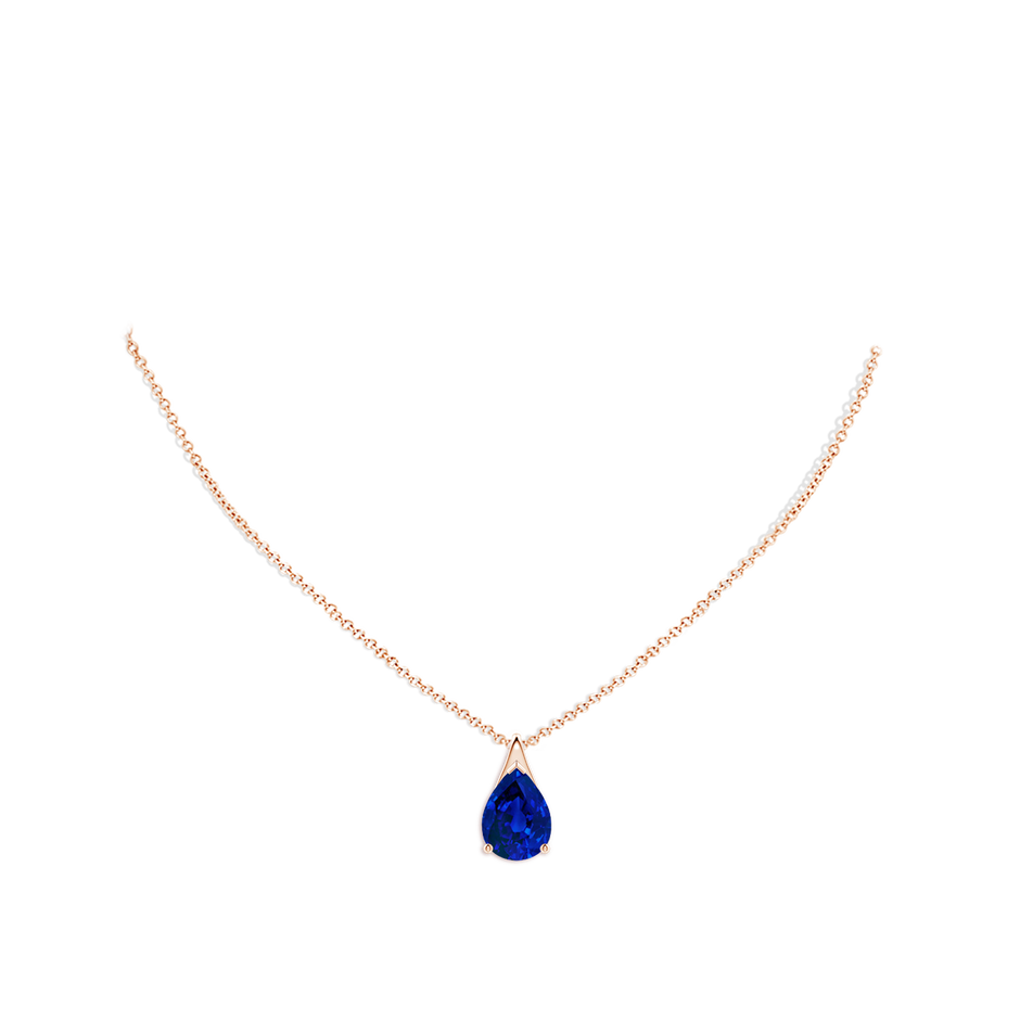 14x10mm Labgrown Lab-Grown Pear-Shaped Blue Sapphire Solitaire Pendant in Rose Gold pen
