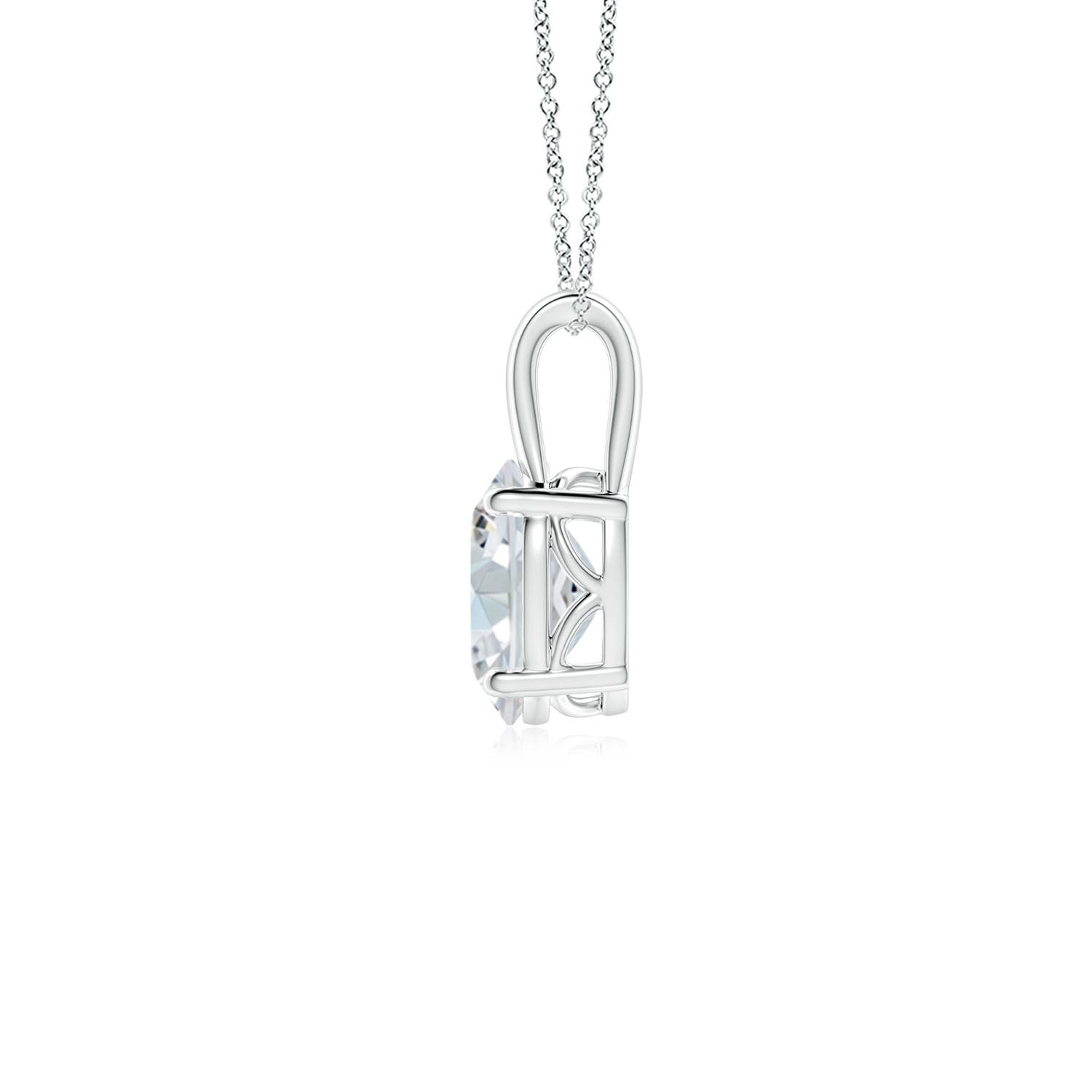 7.7x5.7mm FGVS Lab-Grown Oval Diamond Solitaire Pendant in 18K White Gold