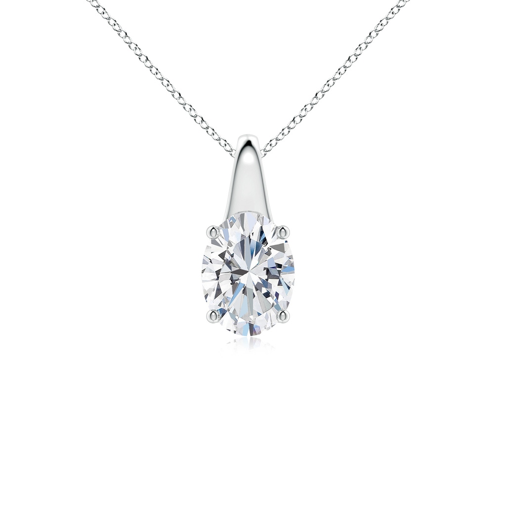 7.7x5.7mm FGVS Lab-Grown Oval Diamond Solitaire Pendant in White Gold