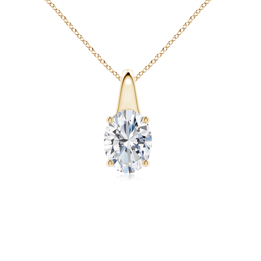 7.7x5.7mm FGVS Lab-Grown Oval Diamond Solitaire Pendant in Yellow Gold