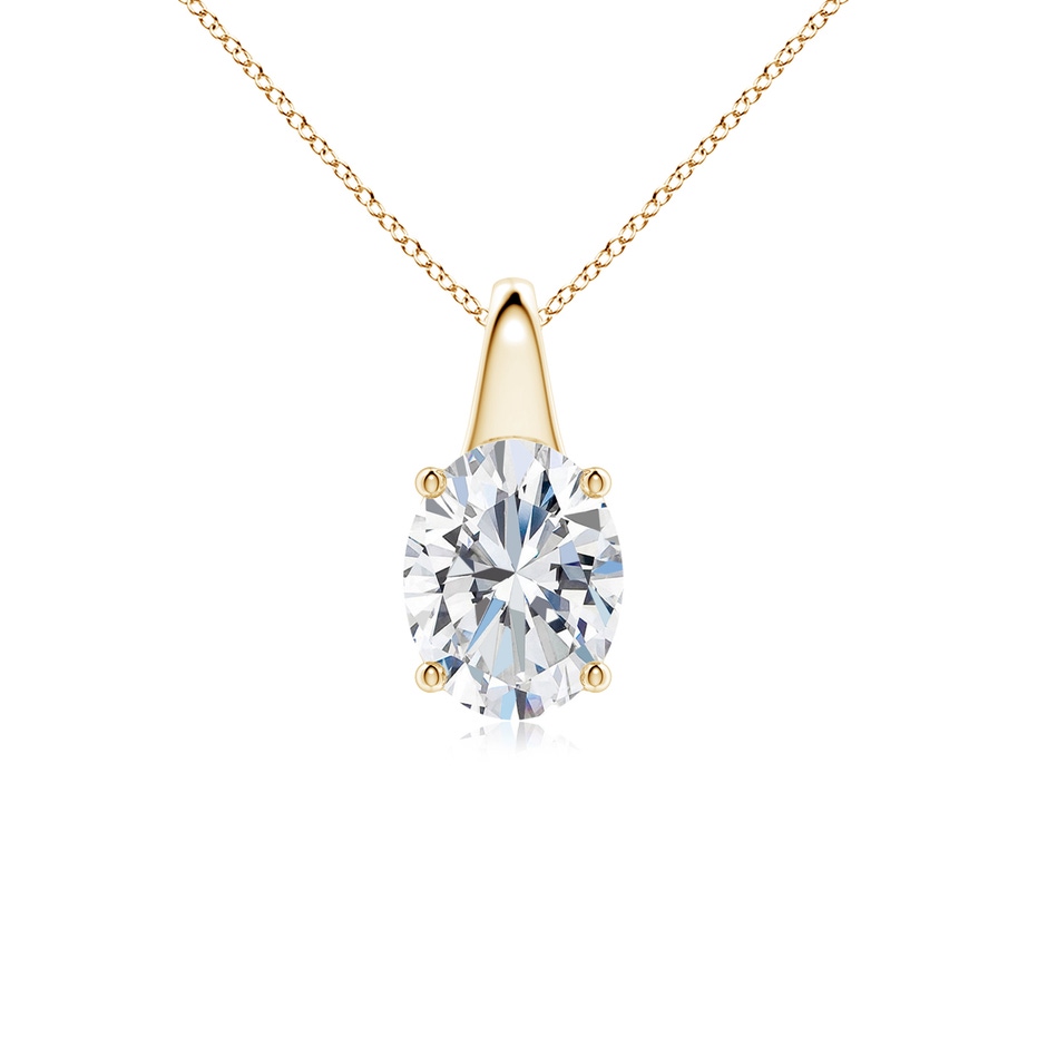 8.5x6.5mm FGVS Lab-Grown Oval Diamond Solitaire Pendant in Yellow Gold 