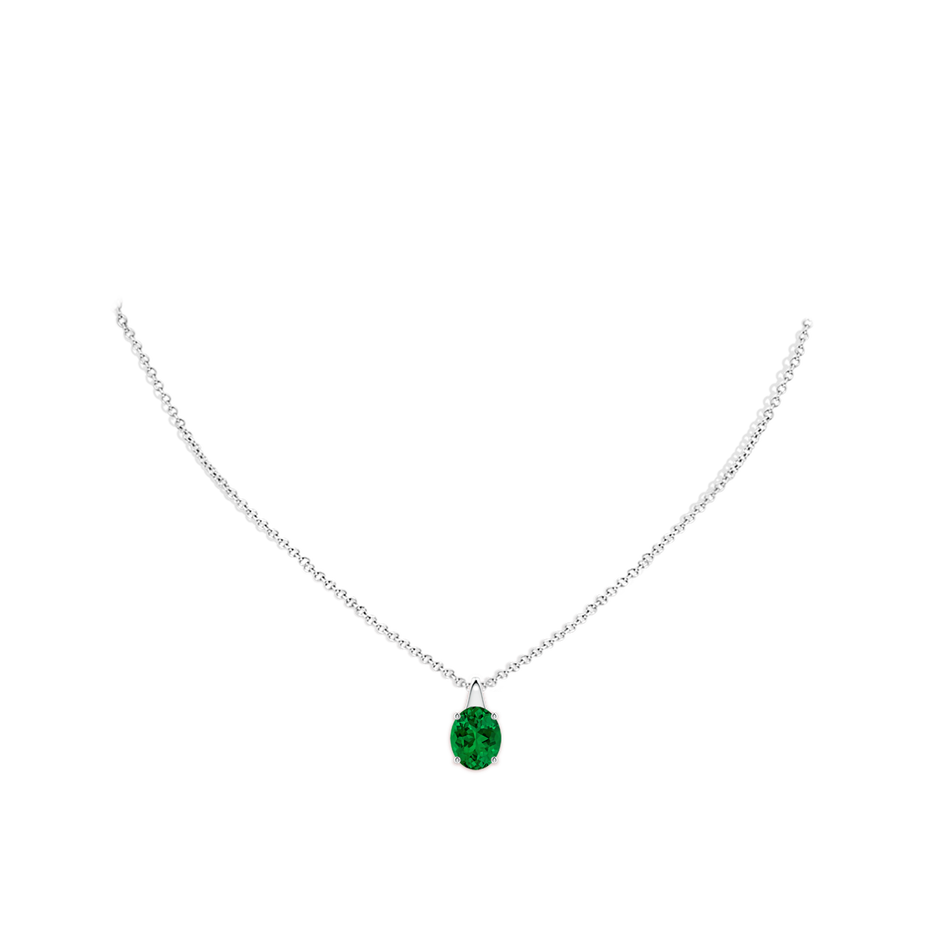 10x8mm Labgrown Lab-Grown Oval Emerald Solitaire Pendant in White Gold pen