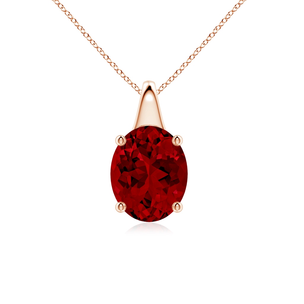 10x8mm Labgrown Lab-Grown Oval Ruby Solitaire Pendant in Rose Gold