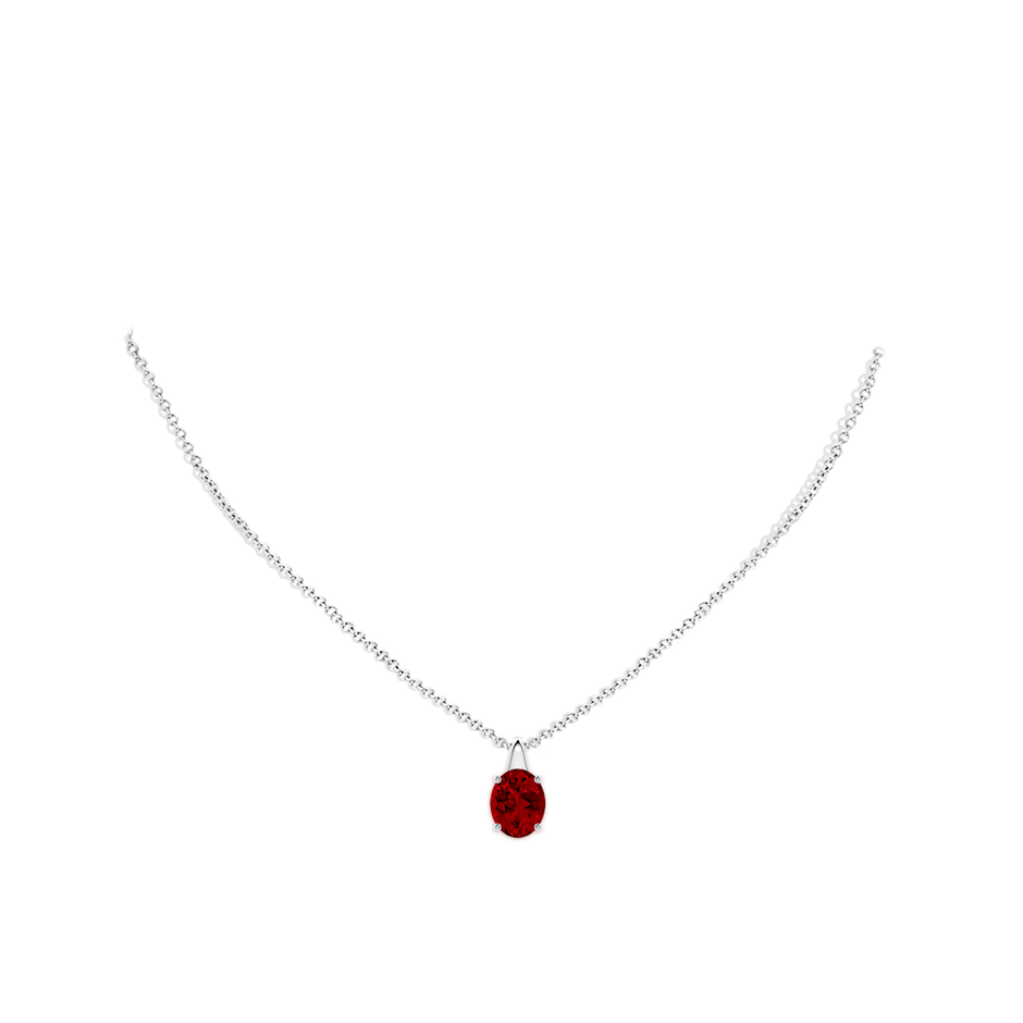 10x8mm Labgrown Lab-Grown Oval Ruby Solitaire Pendant in White Gold pen