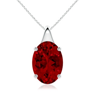 14x10mm Labgrown Lab-Grown Oval Ruby Solitaire Pendant in P950 Platinum