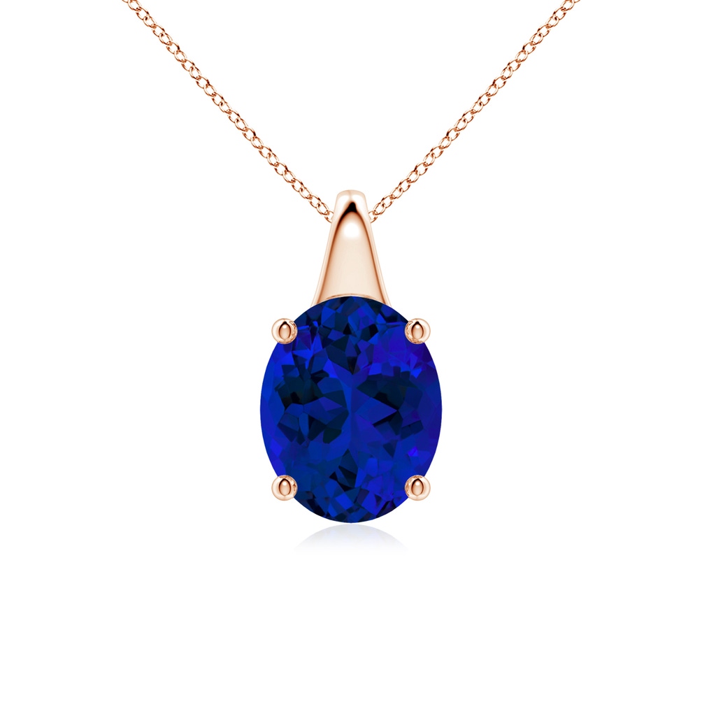 10x8mm Labgrown Lab-Grown Oval Blue Sapphire Solitaire Pendant in Rose Gold