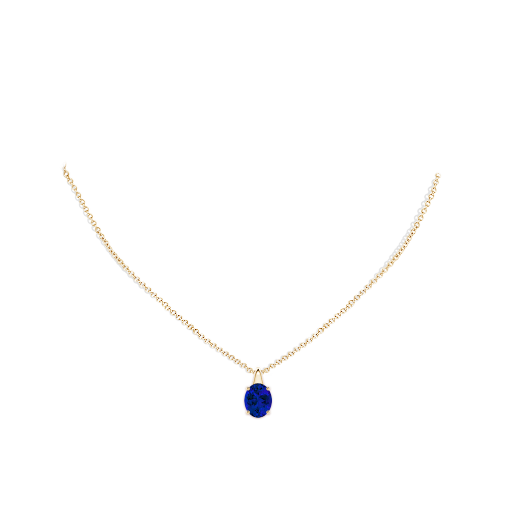 10x8mm Labgrown Lab-Grown Oval Blue Sapphire Solitaire Pendant in Yellow Gold pen