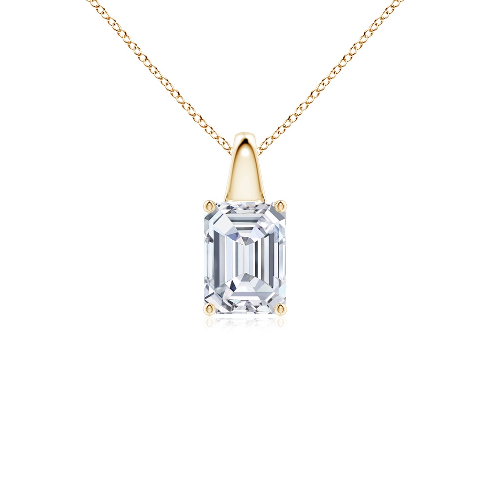 7x5mm FGVS Lab-Grown Emerald-Cut Diamond Solitaire Pendant in Yellow Gold
