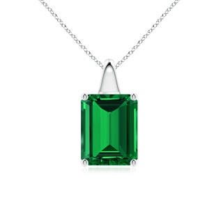 10x8mm Labgrown Lab-Grown Emerald-Cut Emerald Solitaire Pendant in P950 Platinum