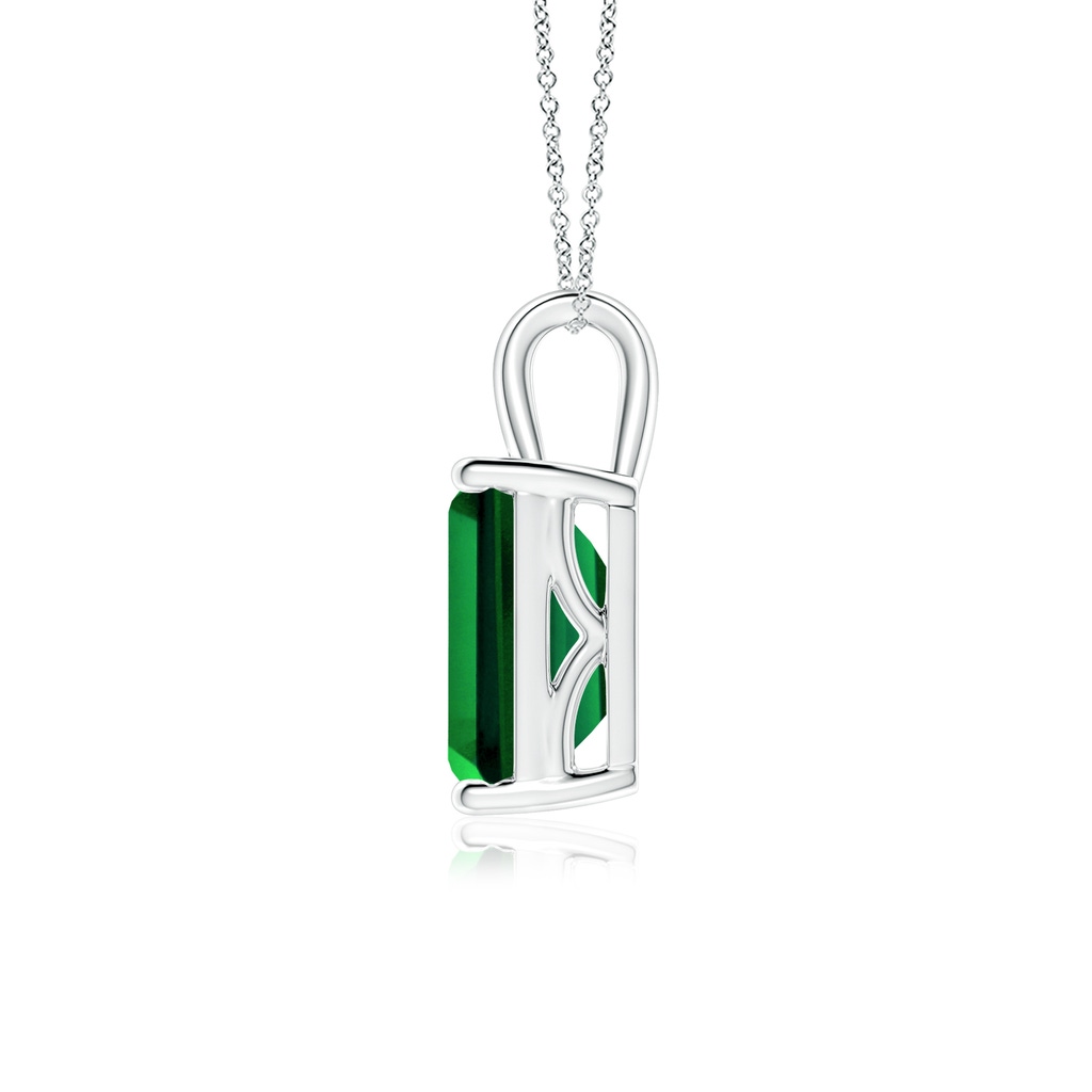 10x8mm Labgrown Lab-Grown Emerald-Cut Emerald Solitaire Pendant in White Gold Side 199