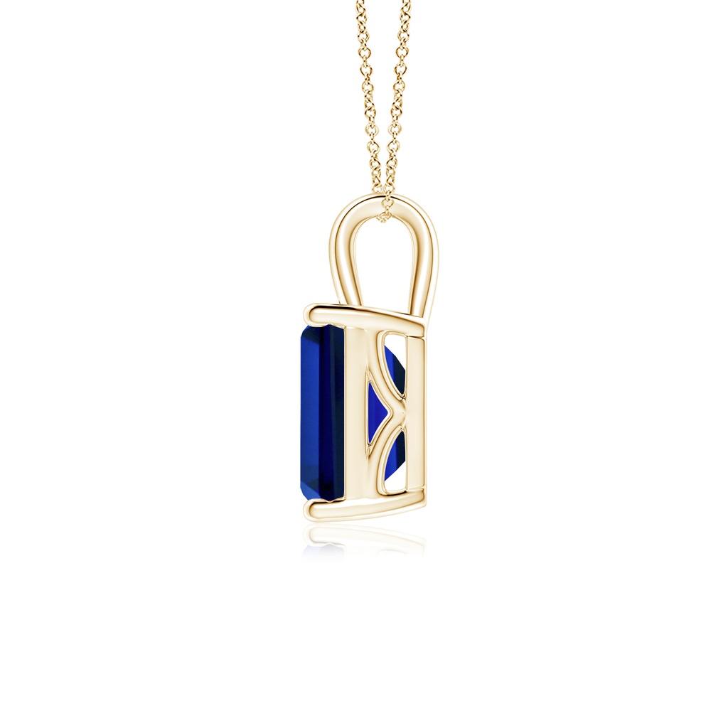 9x7mm Labgrown Lab-Grown Emerald-Cut Blue Sapphire Solitaire Pendant in Yellow Gold Side 199