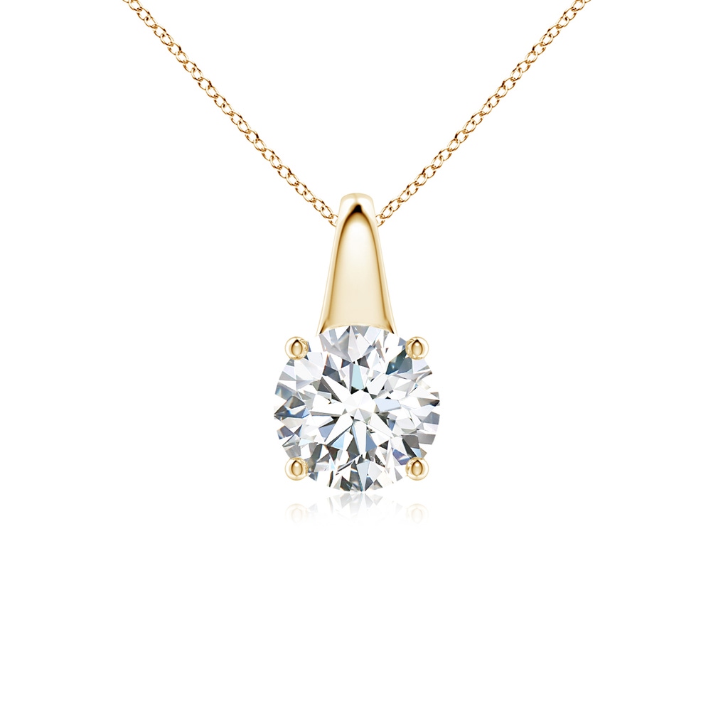 6.4mm FGVS Lab-Grown Round Diamond Solitaire Pendant in Yellow Gold