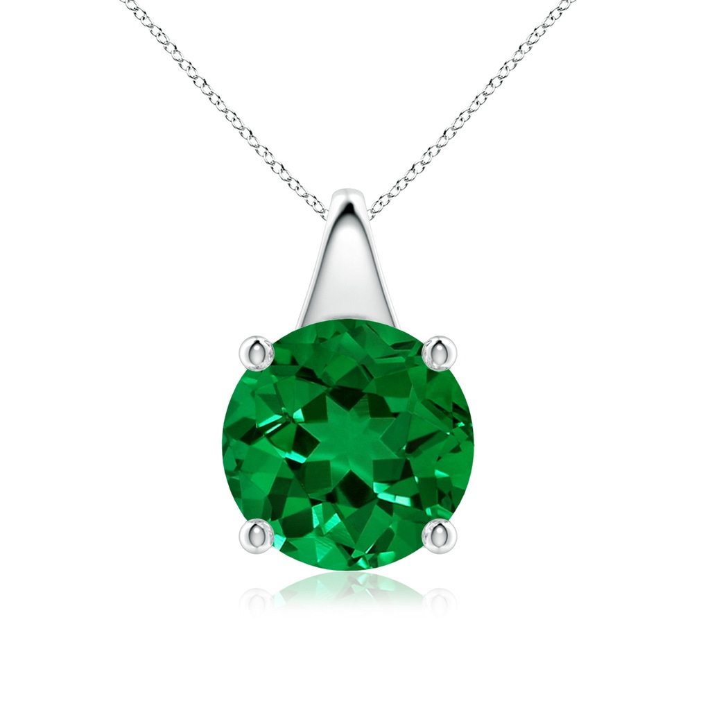 10mm Labgrown Lab-Grown Round Emerald Solitaire Pendant in P950 Platinum