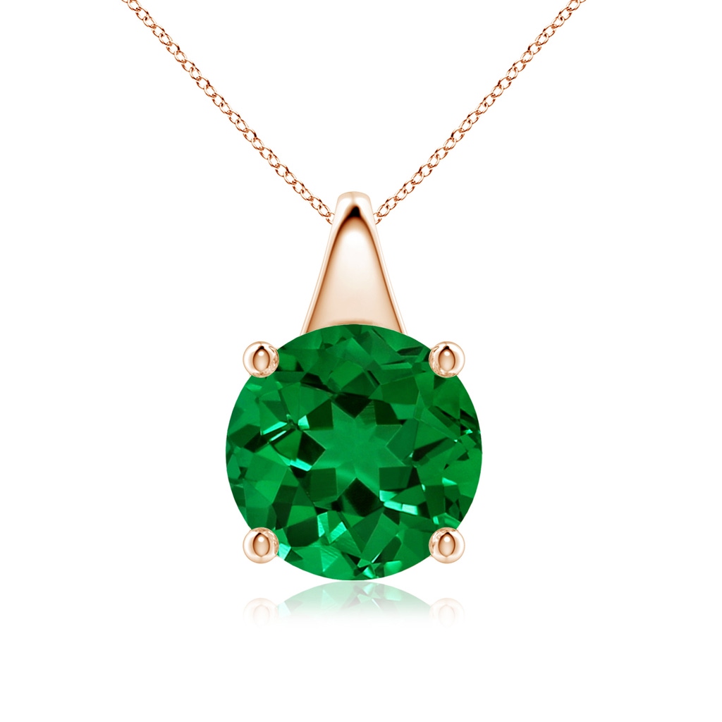 10mm Labgrown Lab-Grown Round Emerald Solitaire Pendant in Rose Gold