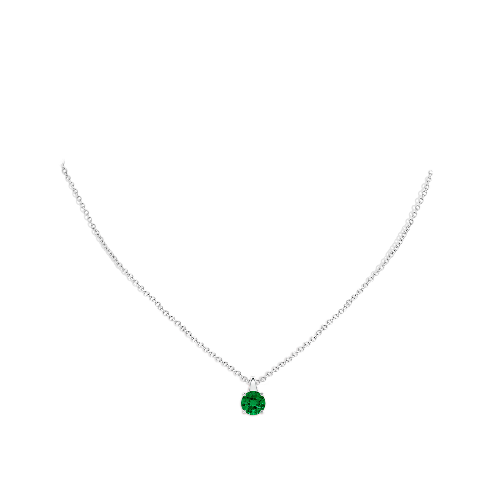 8mm Labgrown Lab-Grown Round Emerald Solitaire Pendant in White Gold pen