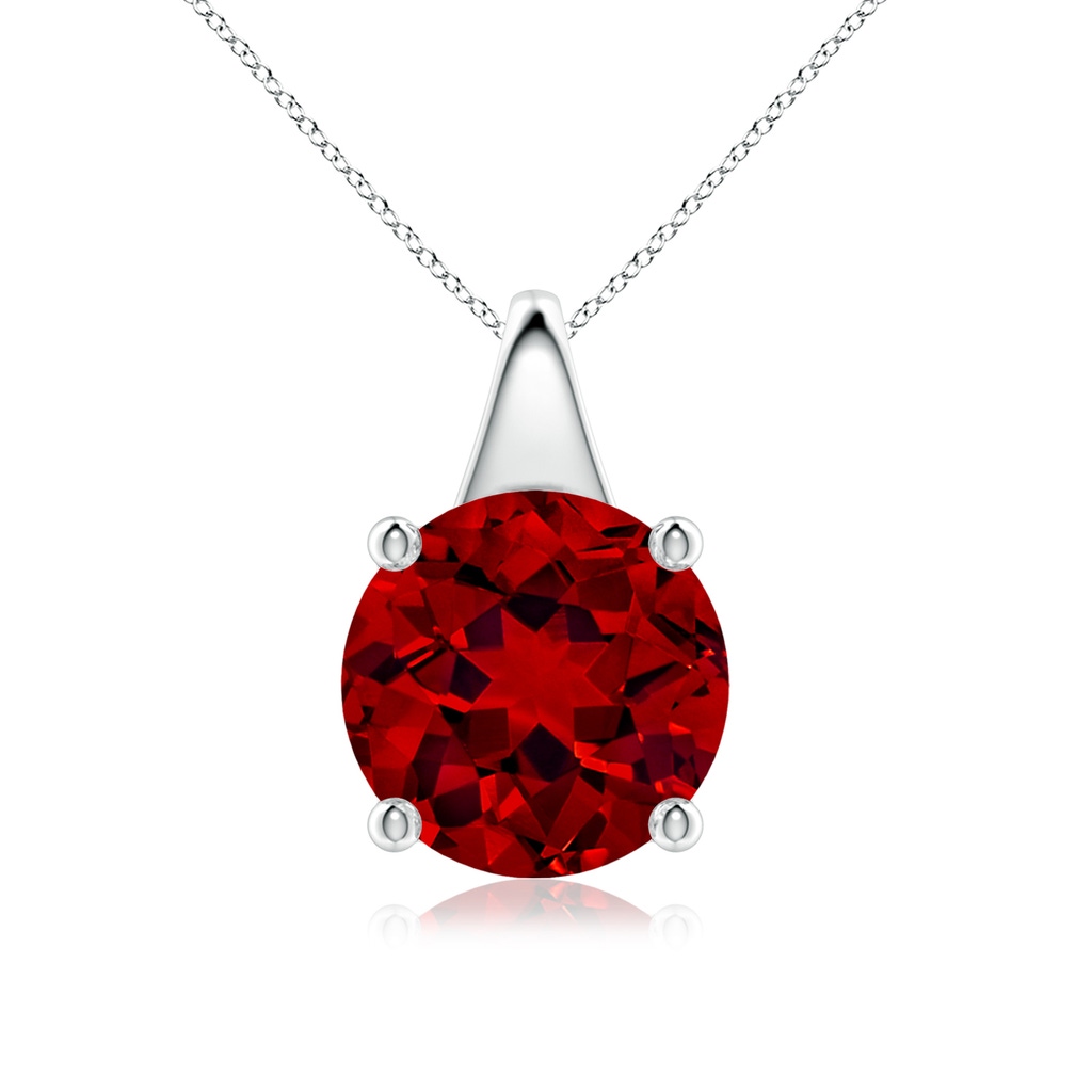 10mm Labgrown Lab-Grown Round Ruby Solitaire Pendant in P950 Platinum